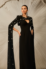 Crystal Cape Sleeve Maxi Dress Crystal Cape Sleeve Maxi Dress