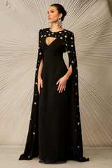 Crystal Cape Sleeve Maxi Dress Crystal Cape Sleeve Maxi Dress