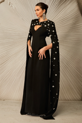 Crystal Cape Sleeve Maxi Dress Crystal Cape Sleeve Maxi Dress