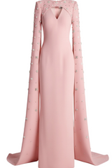 Crystal Cape Sleeve Maxi Dress Crystal Cape Sleeve Maxi Dress