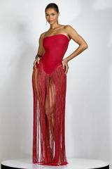 Eleanor Strapless Fringe Maxi Dress Eleanor Strapless Fringe Maxi Dress