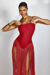 Eleanor Strapless Fringe Maxi Dress Eleanor Strapless Fringe Maxi Dress