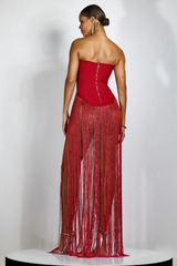 Eleanor Strapless Fringe Maxi Dress Eleanor Strapless Fringe Maxi Dress