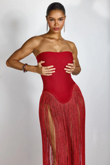 Eleanor Strapless Fringe Maxi Dress Eleanor Strapless Fringe Maxi Dress