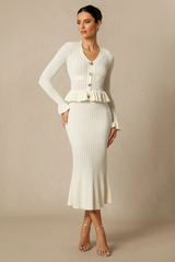 Alice Ruffle Ribbed Knit Midi Dress Alice Ruffle Ribbed Knit Midi Dress