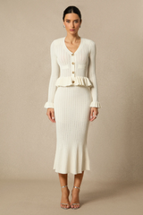 Alice Ruffle Ribbed Knit Midi Dress Alice Ruffle Ribbed Knit Midi Dress