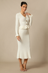 Alice Ruffle Ribbed Knit Midi Dress Alice Ruffle Ribbed Knit Midi Dress