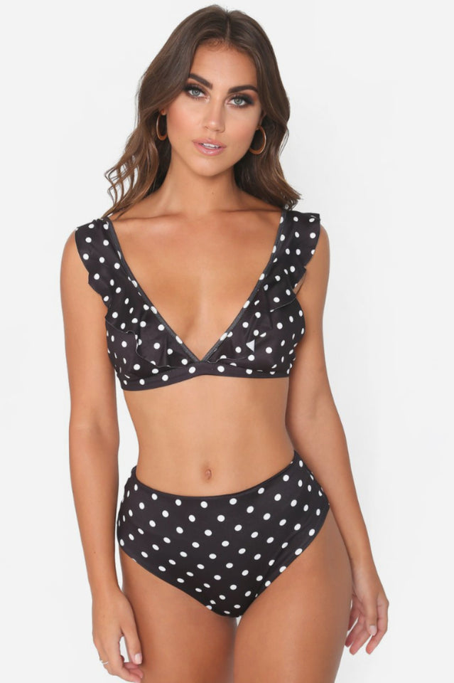 Polka Dot High Waist Ruffle Bikini - Dress In Beauty Polka Dot High Waist Ruffle Bikini - Dress In Beauty