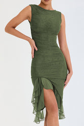 Bay Leaf Ruffle Midi Dress | Dress In Beauty