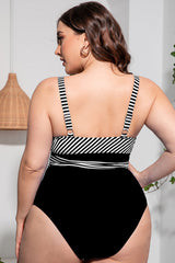 Striped Tie Waist One Piece Swimsuit | Dress In Beauty Striped Tie Waist One Piece Swimsuit | Dress In Beauty