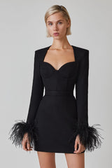Feather Long Sleeve Bustier Dress | Dress In Beauty Feather Long Sleeve Bustier Dress | Dress In Beauty