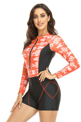 Surf Print Long Sleeve One Piece Swimsuit | Dress In Beauty Surf Print Long Sleeve One Piece Swimsuit | Dress In Beauty