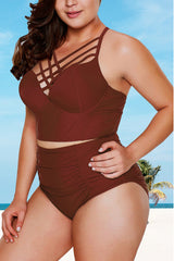 (M-3XL) Cross-Chest Tankini Set | Dress In Beauty (M-3XL) Cross-Chest Tankini Set | Dress In Beauty