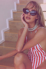 Stripe One Piece Swimsuit - Dress In Beauty Stripe One Piece Swimsuit - Dress In Beauty