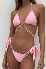 Diamond Chain Triangle Bikini Set - Dress In Beauty Diamond Chain Triangle Bikini Set - Dress In Beauty