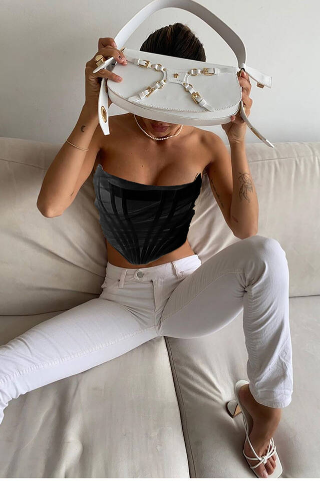 Mesh Boned Corset Top - Dress In Beauty Mesh Boned Corset Top - Dress In Beauty