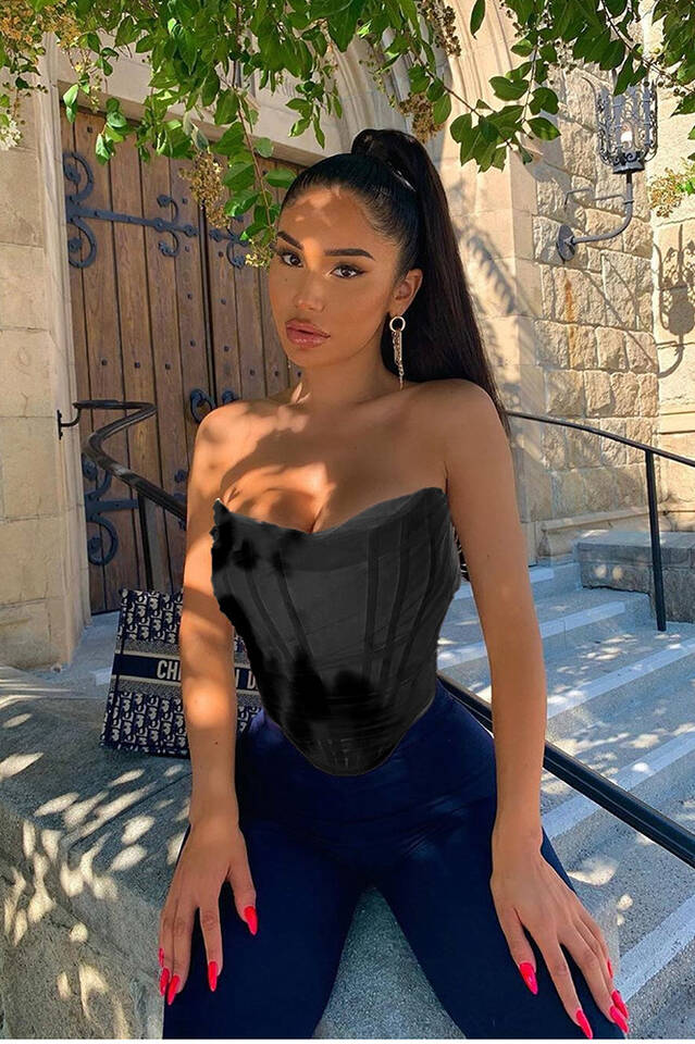 Mesh Boned Corset Top - Dress In Beauty Mesh Boned Corset Top - Dress In Beauty