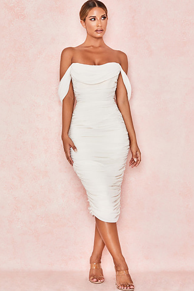 Off Shoulder Bodycon Dress - Dress In Beauty Off Shoulder Bodycon Dress - Dress In Beauty