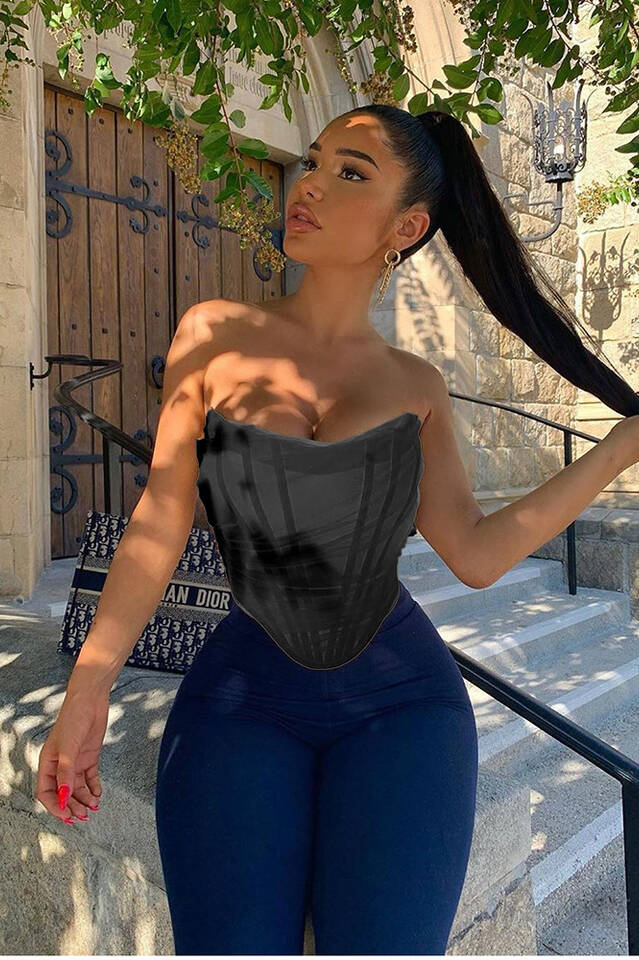 Mesh Boned Corset Top - Dress In Beauty Mesh Boned Corset Top - Dress In Beauty
