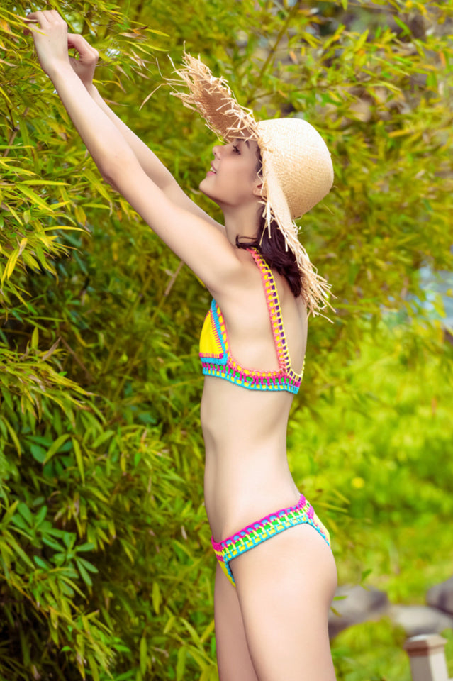 Crocheted Spaghetti Strap Bikini Set | Dress In Beauty Crocheted Spaghetti Strap Bikini Set | Dress In Beauty