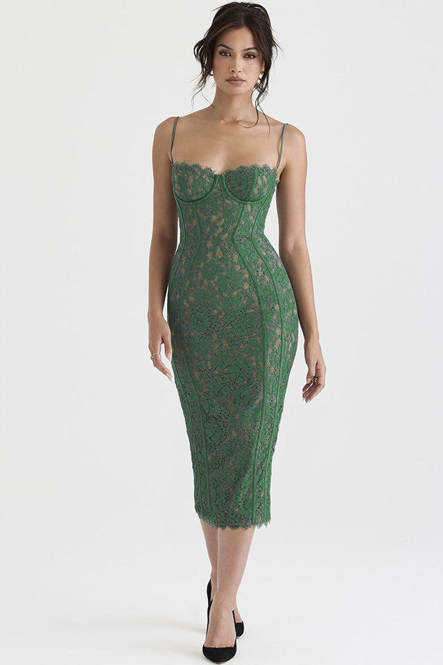 Joelle Forest Lace Midi Dress | Dress In Beauty