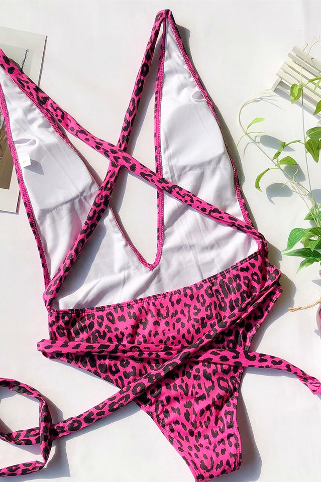 Leopard Criss Cross One Piece Swimwear - Dress In Beauty Leopard Criss Cross One Piece Swimwear - Dress In Beauty