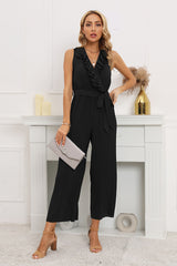 Calf Length Pleated Ruffled Jumpsuit | Dress In Beauty Calf Length Pleated Ruffled Jumpsuit | Dress In Beauty