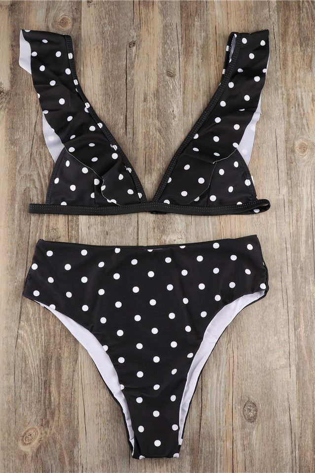 Polka Dot High Waist Ruffle Bikini - Dress In Beauty Polka Dot High Waist Ruffle Bikini - Dress In Beauty