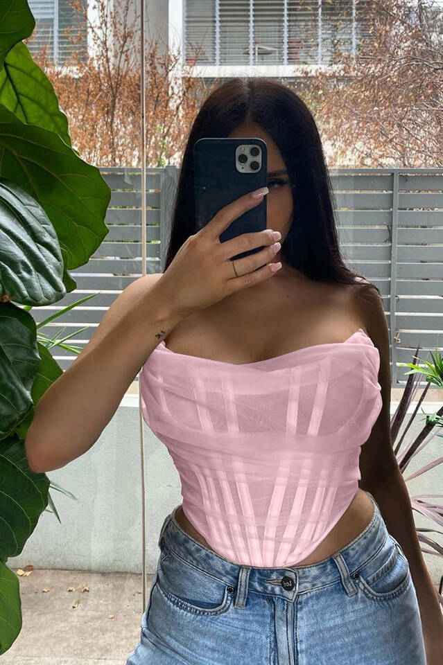 Mesh Boned Corset Top - Dress In Beauty Mesh Boned Corset Top - Dress In Beauty