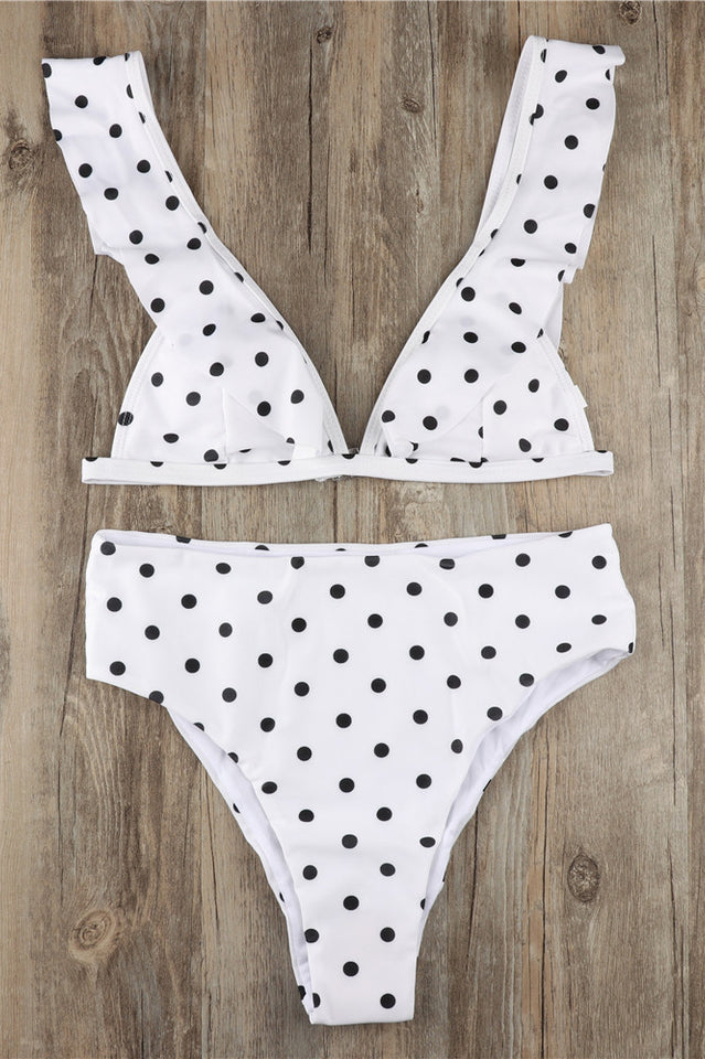 Polka Dot High Waist Ruffle Bikini - Dress In Beauty Polka Dot High Waist Ruffle Bikini - Dress In Beauty