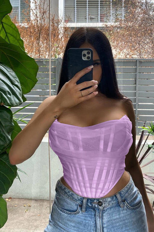 Mesh Boned Corset Top - Dress In Beauty Mesh Boned Corset Top - Dress In Beauty