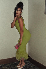 One Shoulder Halter Fur Swing Dress | Dress In Beauty One Shoulder Halter Fur Swing Dress | Dress In Beauty