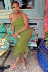 One Shoulder Halter Fur Swing Dress | Dress In Beauty One Shoulder Halter Fur Swing Dress | Dress In Beauty