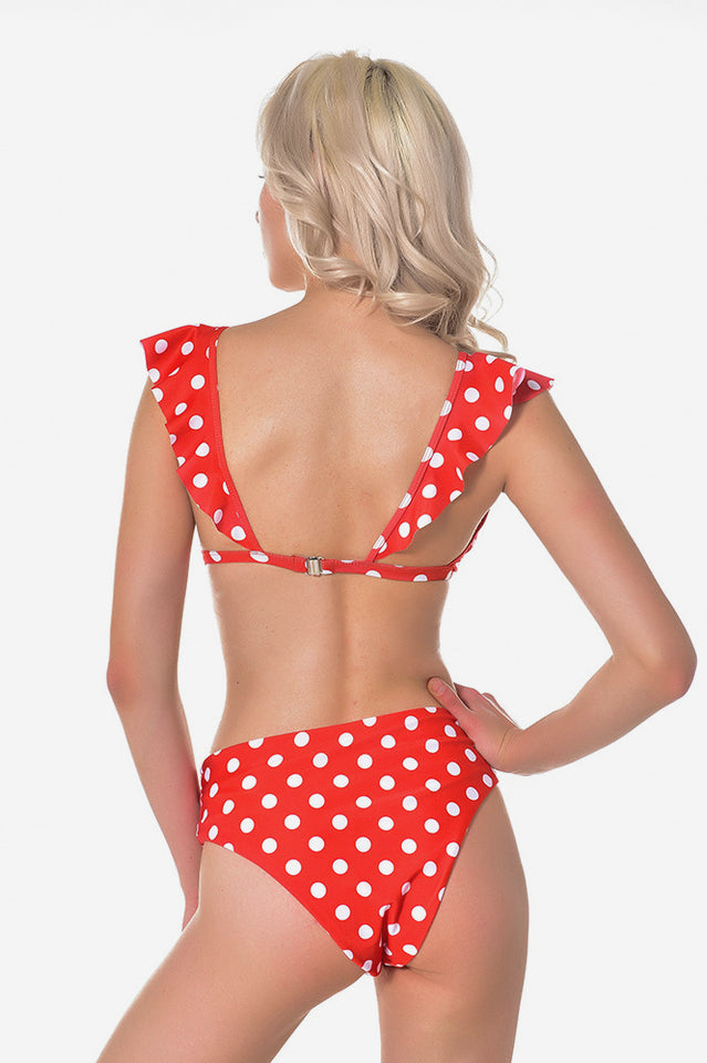 Polka Dot High Waist Ruffle Bikini - Dress In Beauty Polka Dot High Waist Ruffle Bikini - Dress In Beauty