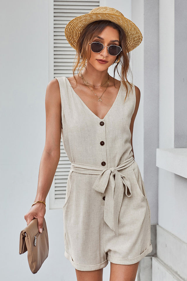 Front Tie Knot Solid Romper | Dress In Beauty Front Tie Knot Solid Romper | Dress In Beauty