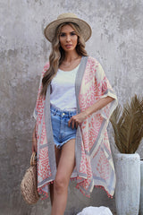 Seaside Resort Cardigan Printed Pompom Kimono | Dress In Beauty Seaside Resort Cardigan Printed Pompom Kimono | Dress In Beauty