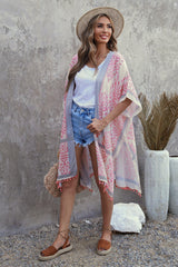 Seaside Resort Cardigan Printed Pompom Kimono | Dress In Beauty Seaside Resort Cardigan Printed Pompom Kimono | Dress In Beauty