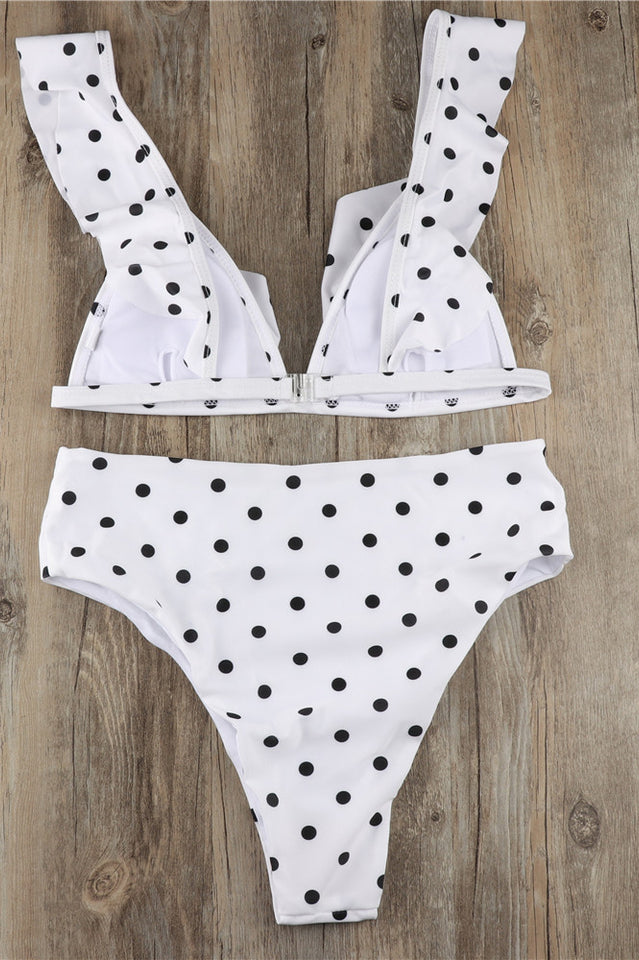 Polka Dot High Waist Ruffle Bikini - Dress In Beauty Polka Dot High Waist Ruffle Bikini - Dress In Beauty
