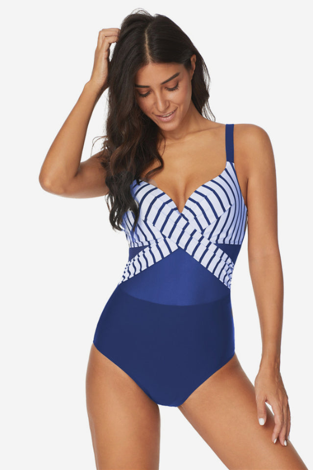 Mesh Striped One Piece Swimwear - Dress In Beauty Mesh Striped One Piece Swimwear - Dress In Beauty