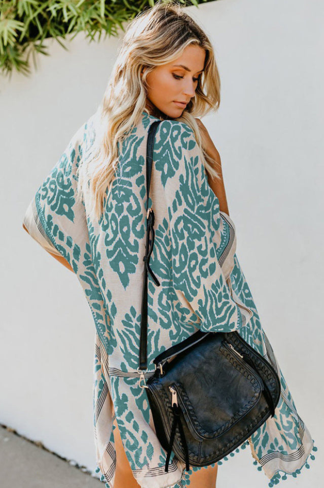 Seaside Resort Cardigan Printed Pompom Kimono | Dress In Beauty Seaside Resort Cardigan Printed Pompom Kimono | Dress In Beauty