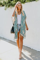 Seaside Resort Cardigan Printed Pompom Kimono | Dress In Beauty Seaside Resort Cardigan Printed Pompom Kimono | Dress In Beauty