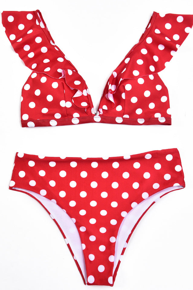 Polka Dot High Waist Ruffle Bikini - Dress In Beauty Polka Dot High Waist Ruffle Bikini - Dress In Beauty