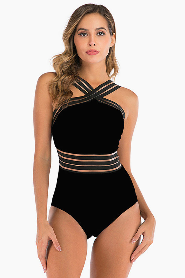 Bandage Cross Back Swimming Suit - Dress In Beauty Bandage Cross Back Swimming Suit - Dress In Beauty