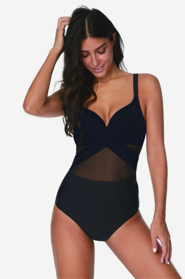 Mesh Striped One Piece Swimwear - Dress In Beauty Mesh Striped One Piece Swimwear - Dress In Beauty