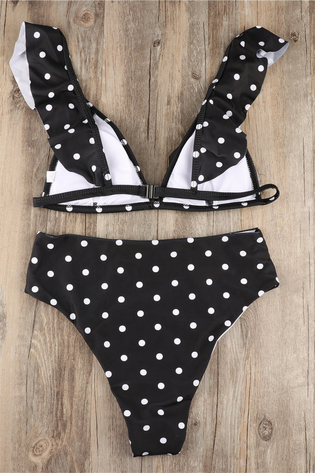 Polka Dot High Waist Ruffle Bikini - Dress In Beauty Polka Dot High Waist Ruffle Bikini - Dress In Beauty