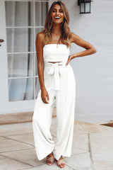 Casual Loose Strapless Belted Jumpsuit | Dress In Beauty Casual Loose Strapless Belted Jumpsuit | Dress In Beauty