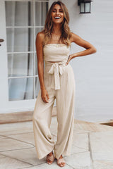 Casual Loose Strapless Belted Jumpsuit | Dress In Beauty Casual Loose Strapless Belted Jumpsuit | Dress In Beauty
