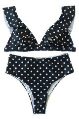 Polka Dot High Waist Ruffle Bikini - Dress In Beauty Polka Dot High Waist Ruffle Bikini - Dress In Beauty