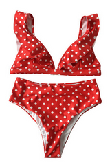 Polka Dot High Waist Ruffle Bikini - Dress In Beauty Polka Dot High Waist Ruffle Bikini - Dress In Beauty