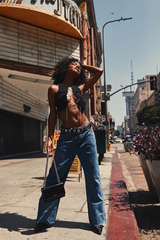 Rhinestone Lace Up Front Crop Top - Dress In Beauty Rhinestone Lace Up Front Crop Top - Dress In Beauty